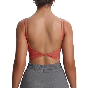 Aoxjox Women's Workout Sports Bras Fitness Yoga Crop Tank Twist Back Cami, XXS