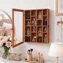 Sintuff Wooden Perfume Organizer Wall Mounted Perfume Display Cabinet, 13.78 x 16.54 x 3.74 inches