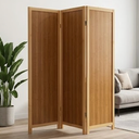 8 Panel Room Divider - Folding Privacy Screen for Room Separation, Natural Brown Freestanding Partition Wall for Home Office 38x11,