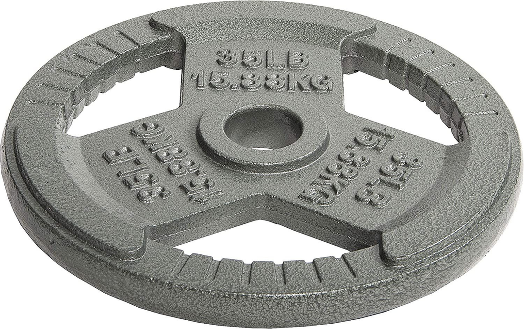 HulkFit 1-inch Iron Plate for Strength Training, Weightlifting, Single (35 Pounds), Silver