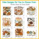 Fall Iron on Transfers, 9 Sheets DTF Transfers Ready to Press Washable Stickers Iron on Decals for T Shirts Hoodie Clothes Bag Fabric Decor DIY Crafts