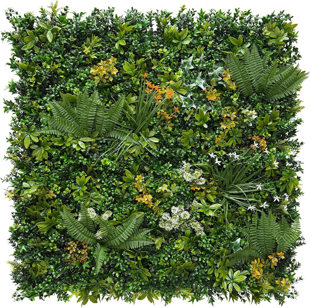 Artificial Green Wall Panels: 20"x20" (8 Pack), Faux Greenery Fence