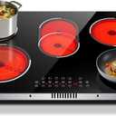 30 Inch Electric Cooktop, Built-in 5 Burner Electric Stovetop 8400W, 30" Glass Ceramic Cook Top with Expanded Zone, Child Safety Lock, Timer, Pause Control, 220V - 240V Hard Wire, No Plug