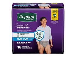 Depend Night Defense Adult Incontinence Underwear for Men, Overnight, Disposable, Small/Medium, 16 Count 