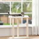 FourFurPets 26.7in Large Cat Tree Tower Condo, Cat Scratch Posts for Indoor Cats, Big Plate, Three 23.6in Full Sisal Scratching Posts, White