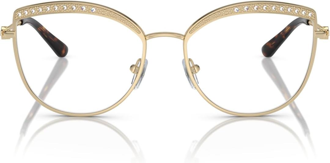 Michael Kors MK3072 Napier Prescription Eyewear Frames, Light Gold/Crystal Insert/Demo Lens, 54 mm