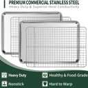 Quarter Sheet Pan with Cooling Rack Set [2 Baking Sheets + 2 Baking Racks], CEKEE Stainless Steel Cookie Sheets for Baking and Wire Rack - Rust & Warp Resistant & Nonstick, 12 x 9.8 x 1 Inch