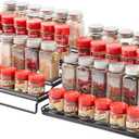 MEIQIHOME 4 Tier Expandable Spice Rack Organizer (11.4 to 22.8 Inch) Step Shelf Spice Storage Holder, for Kitchen Cabinet Countertop Cupboard Pantry, Metal, Black