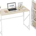 Elephance Folding Desk Writing Computer Desk for Home Office, No-Assembly Study Office Desk Foldable Table for Small Spaces  Beige 31.5 Inch