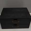 Wooden Storage Box Rustic Desktop Organizer with 2 Drawers Office Desk Accessories Shelf Small Craft Storage Containers Apothecary Cabinet and Chest Jewelry Holder for women(BLACK)