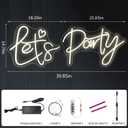 Super Large Let's Party Neon Sign for Bedroom Wall Super Neon Sign for Wall Decor for Bachelorette Party, Engagement Party, Birthday Party,Wedding Party Warm White, 39.85 inches X 14.79 inches