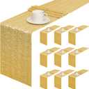 Sugargirl 10 Packs 12 x 72 inches Sequin Table Runner, Glitter Gold Table Runner for Birthday Party Supplies Wedding Holiday Celebration Event Decorations