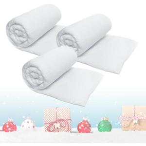 PREXTEX Pack of 3 Artificial Snow Blanket Roll - Large Fake Snow Blanket for Christmas Village, Table Decor, Holiday Decorations, Xmas Displays and Parties - White Christmas Backdrops for Photography