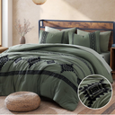 MaiRêve Embroidery Comforter Set, Boho Farmhouse Western Bedding Set, All Season Bed in A Bag Comforter Set with Sheets, Pillowcases & Shams, Olive Green Queen 7 Pieces