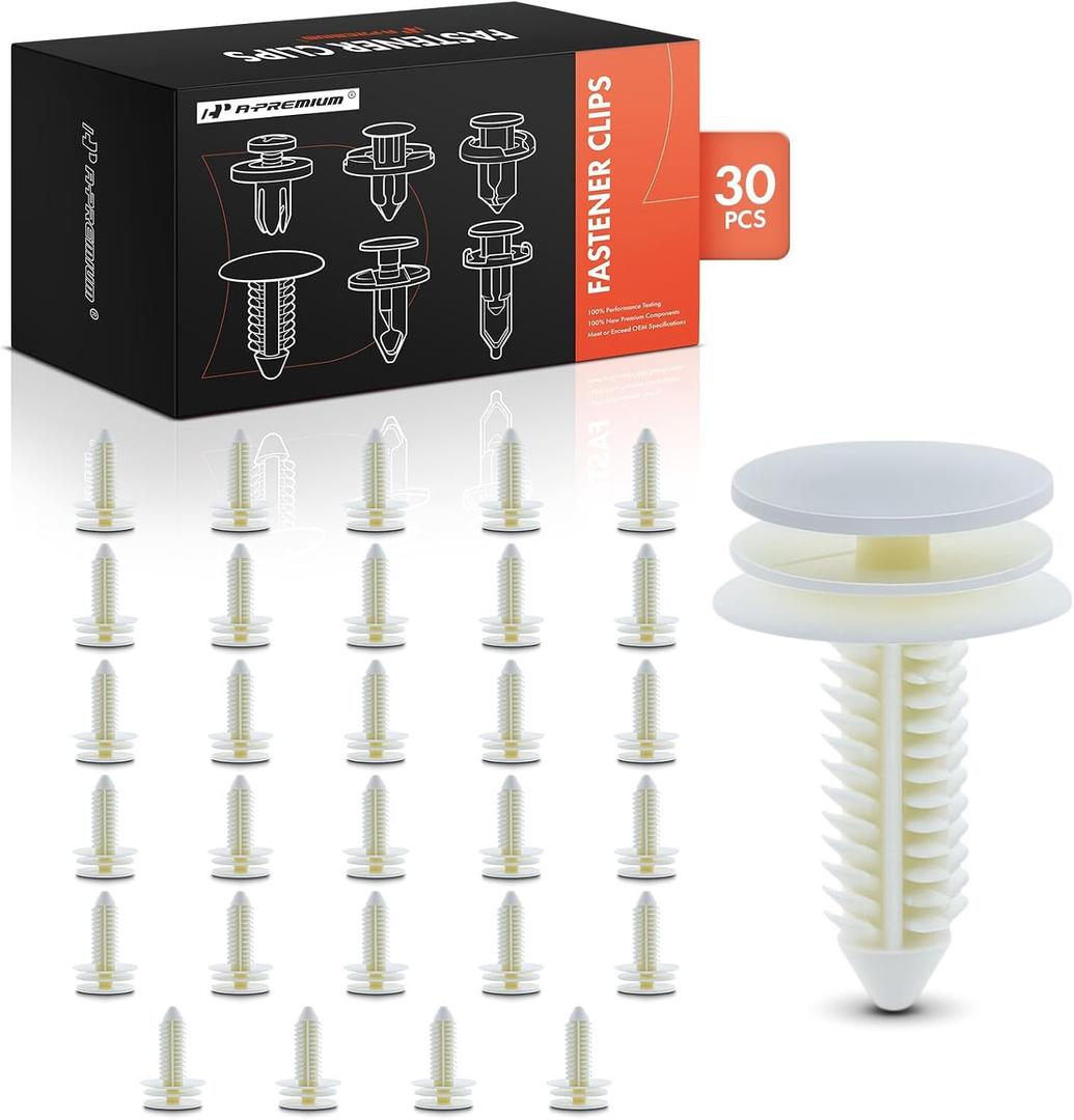 A-Premium 8mm Nylon Door Trim Panel Retainer Clips Compatible with Chevy Express, GMC Savana, Cadillac SRX, Buick Regal, Corvette, Blazer, Trailblazer & More Wear Resistant, 30 PCS (3.2 oz)