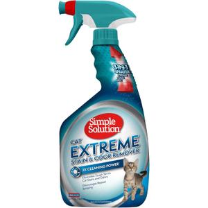 Simple Solution Extreme Cat Stain Eliminator for Strong Odor, Pet Odor Eliminator for Home, Stain Remover for Cats, Floor Cleaner, Urine Destroyer, Carpet Cleaner Spray, 32oz (32 Ounce (Pack of 1))