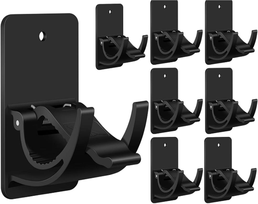 No Drill Curtain Rod Brackets 8 Pack, 20LB Heavy Duty Self Adhesive Renter Friendly Curtain Rod Holders, Curtain Rods No Drilling Black Fits 0.55-1.2 in, Apartment Dorm Bathroom RV Over Blinds