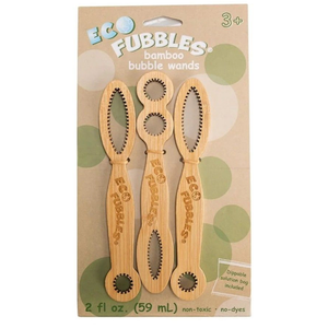 Pack of 3 Little Kids Eco Fubbles Bamboo Bubble Wand 3pk Organic & Green Toys for Ages 3-8 Years Old 