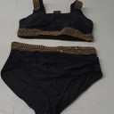 Black Golden Women Two Piece Plus Size Bikini - High Waisted Swimsuits Tummy Control Bathing Suits Swimwear 2025 18W