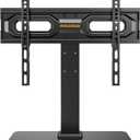 Perlegear Tabletop TV Stand, Universal TV Stand for 2360 Inch LCD/LED/OLED TVs, Height-Adjustable TV Mount Stand with Tempered Glass Base & Cable Management, VESA 400x400mm, PGTVS02