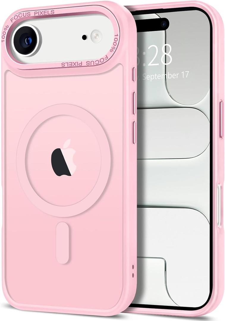Hython Case for iPhone Air Case Magnetic Translucent Matte Phone Cases 6.5" [Compatible with MagSafe] Thin Slim Fit Shockproof Bumper Hard Protective Cover for Women Men Girls, Frosted Tender Pink