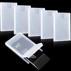 Frienda 6 Pack Plastic Business Name Card Holder Clear Pocket Credit Card Case with Top Open Protable Slim Office Storage Box Business Pocket Carrier for Men and Women