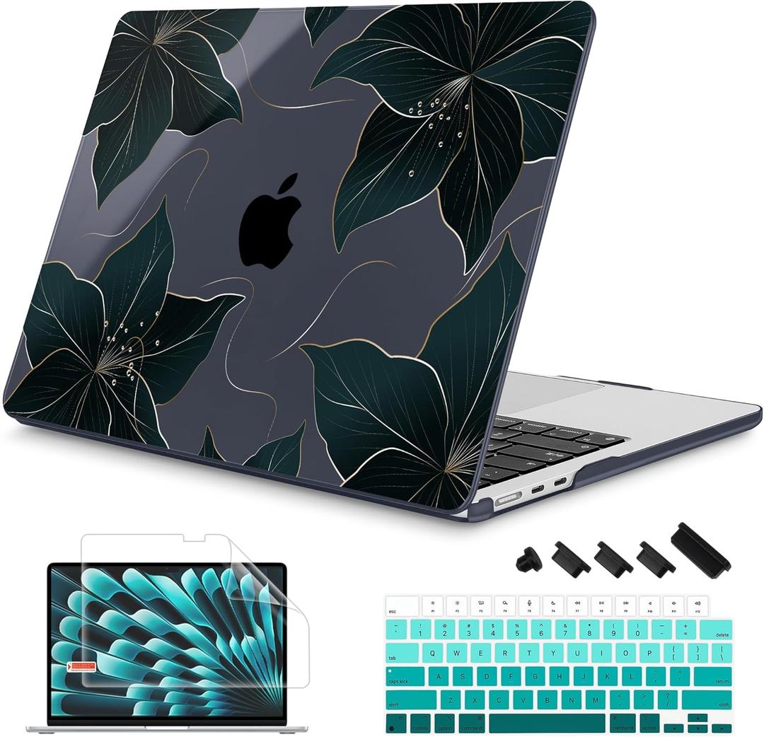 Mektron Designed for 2025/2024/2023 MacBook Air 15 INCH M4 A3241 /M3 A3114 /M2 A2941 Case, Printed Plastic Hard Shell Cover with 15.3" Liquid Retina Display Touch ID, Floral C218
