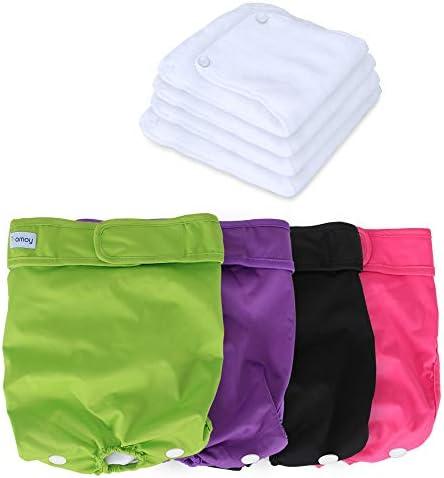 Teamoy Reusable Female Dog Diapers with Inserts (Pack of 4), Doggie Diaper Liners Period Pants for Dogs in Heat & Incontinence, Super-Absorbent, XL