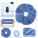Chuangdi 8 Pieces Large Microfiber Hair Towel Scrunchies, Soft Heatless Fuzzy Hair Drying Hair Ponytail Holder for Wet and Dry Hair, 8 Colors (Classic Colors, White, Gray, Yellow, Orange, Blue)