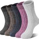 2 x Loritta 5 Pairs Wool Socks for Women Stocking Stuffers Gifts Winter Warm Hiking Crew Boot Socks