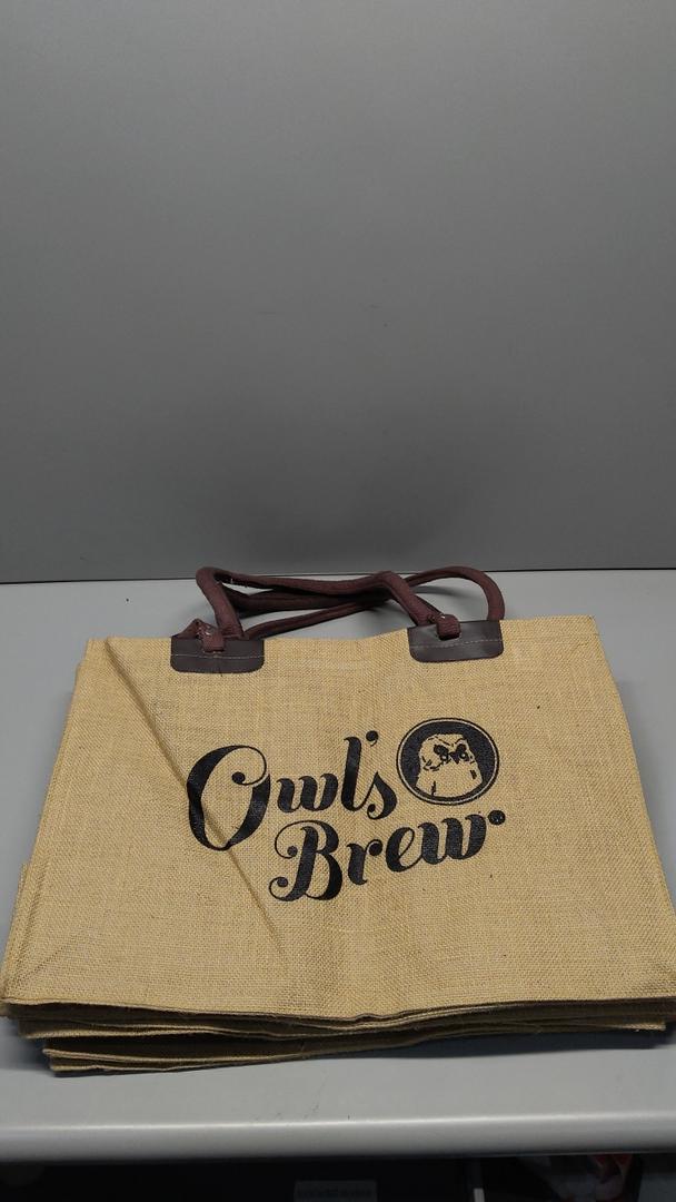 Owl's Brew Beach Tote Bag Large Sandproof Storage Bag with Handles for Beach Sports Vacation Color: Beige/Brown handle 6pcs