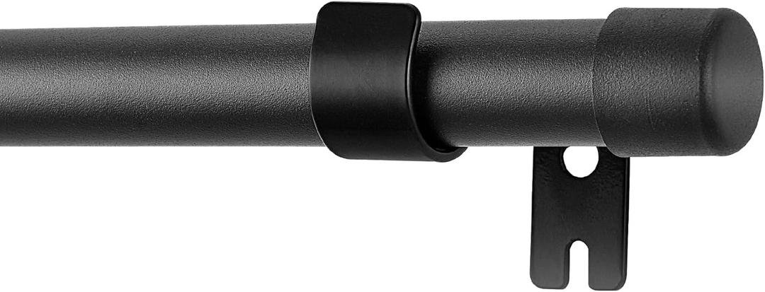 Drapery Window Curtain Rods-1 Inch Adjustable Heavy Duty Curtain Rod With Brackets. 66 to 120 Inch,Black (66-124)