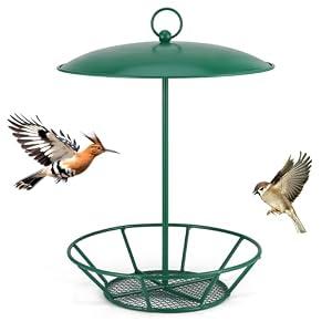 Suet Feeder Cylinder Bird Feeder S-6-2 Seed Cake Feeders Green Metal Feeders for Hanging Garden Backyard Outdoors Wild Birdfeeding