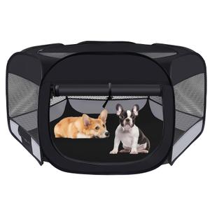 Dog Cat Playpen,Portable Pet Puppy Playpen,Rabbit Puppy Dog Play Pen for Indoors,Dogs Tent for Indoor Cats,Kitten Playpen,Collapsible Small Cats Crate Cage for Small Dogs with Carrying Case(Black, L)