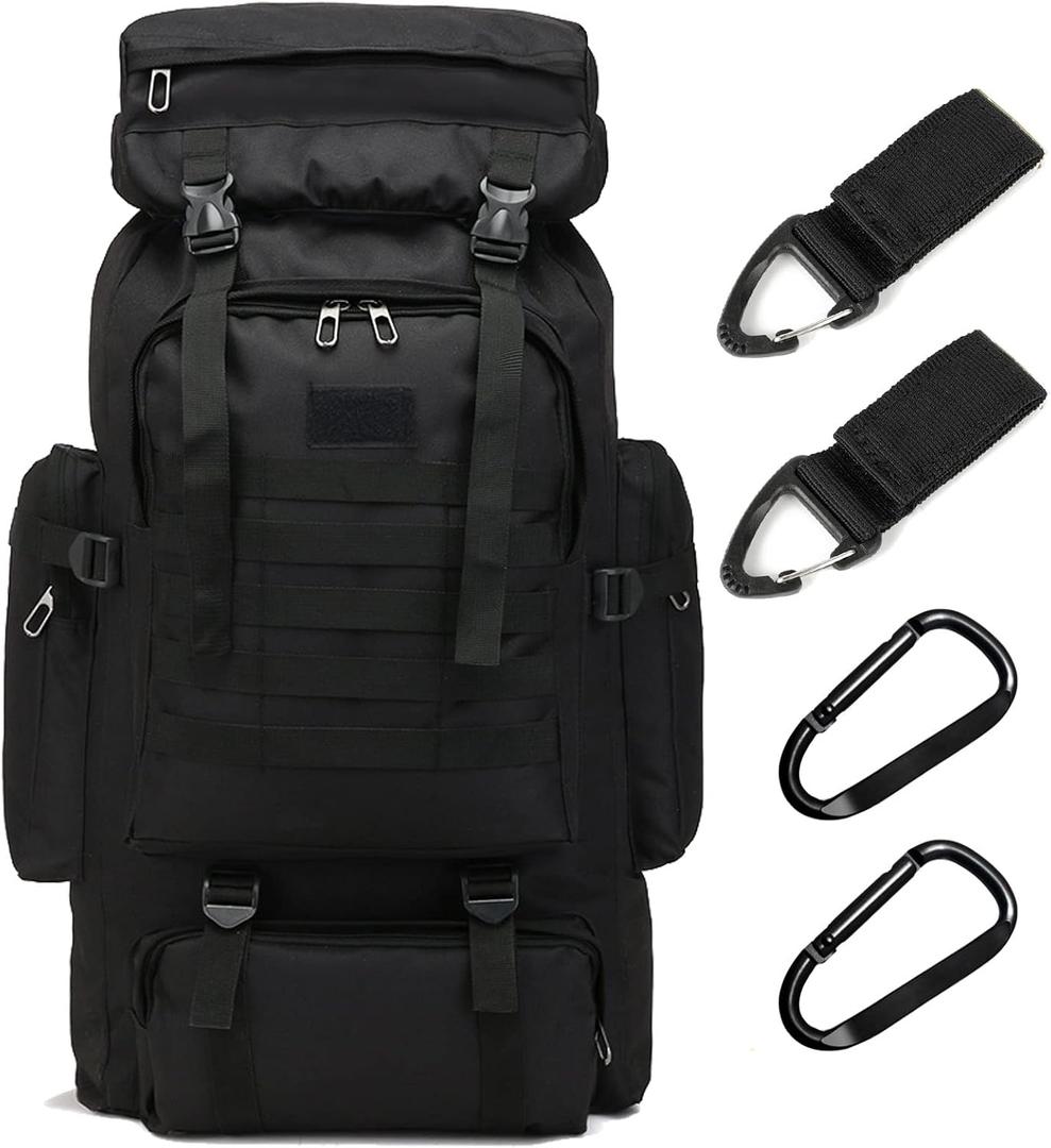 70L Hiking Backpack for Men, Waterproof Lightweight Camping Backpack, Military Rucksack with Molle, 3-Day Assault Pack for Travel, Climbing, Outdoor Sports(Black)