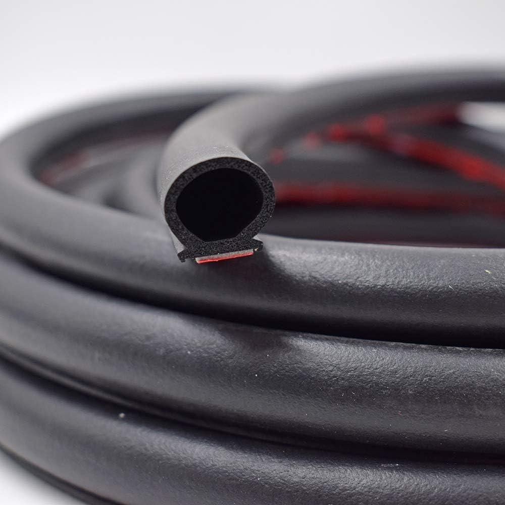 Seal Strip Big D-Shape Weatherstrip Door Seal 0.649" Height X 0.57" Width Automotive Door Soundproofing, Car Motor Auto Door Rubber Weather Stripping Hollow Black (20 FT)