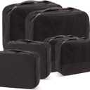DoubleTrip Packing Cubes for Suitcases Carry on Luggage Organizer 6 Set Travel Accessories Lightweight Storage Bag Space Saver Clothes Pouch Large (Black)