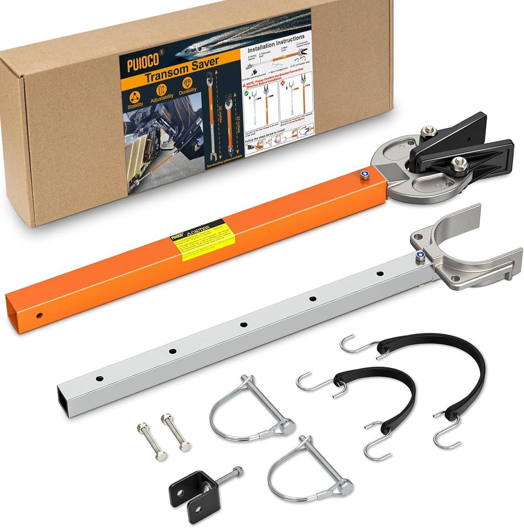 Boat Transom Saver Adjustable from 23 to 35 Inches, Heavy Duty Boat Transom Savers for Outboard Motors 100HP, with Composite for Head Holds Engine, Roller and Trailer Mounts (Orange +Silver)