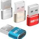 USB C Female to USB Male Adapter 4 Pack (Multi Colors), Type-A to USB C Charger Converter, Compatible with iPhone 15 Pro Max, iPad, Apple Watch, Airpods, Galaxy S23, Google Pixel 5 4 XL