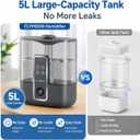 FLYMOON Humidifier for Bedroom, Top Fill 5L Cool Mist Humidifiers with 28dB, Smart Humidifier for Large Room, Plants, Auto-Off, 12H Timer, 50 Hour Runtime,Tuya App Control, Black