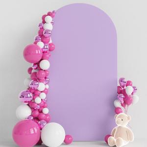 Wokceer 7.2FT Wedding Arch Cover Spandex Fitted Wedding Arch Stand Covers Round Top Chiara Arch Backdrop Cover for Birthday Party Ceremony Banquet Decoration Lavender (7.2 FT)