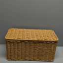 Cable Management Box,2 Open Slots Cord Organizer Hider Box with Lid,2 Pack Handwoven Imitation Rattan Cable Organizer Box for TV Wire Computer Router & Power Strip-A Style(Light Brown)