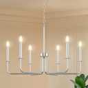 Farmhouse Chandelier, 6-Light Metal Hanging Ceiling Light Fixture for Dining Room, Kitchen Island, Living Room, Entryway, Foyer-Brushed Nickel