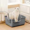 Extra Large Cat Litter Box High-Sided Plastic Litter Box for Large Cats, Jumbo Open Kitty Litter Tray Gray