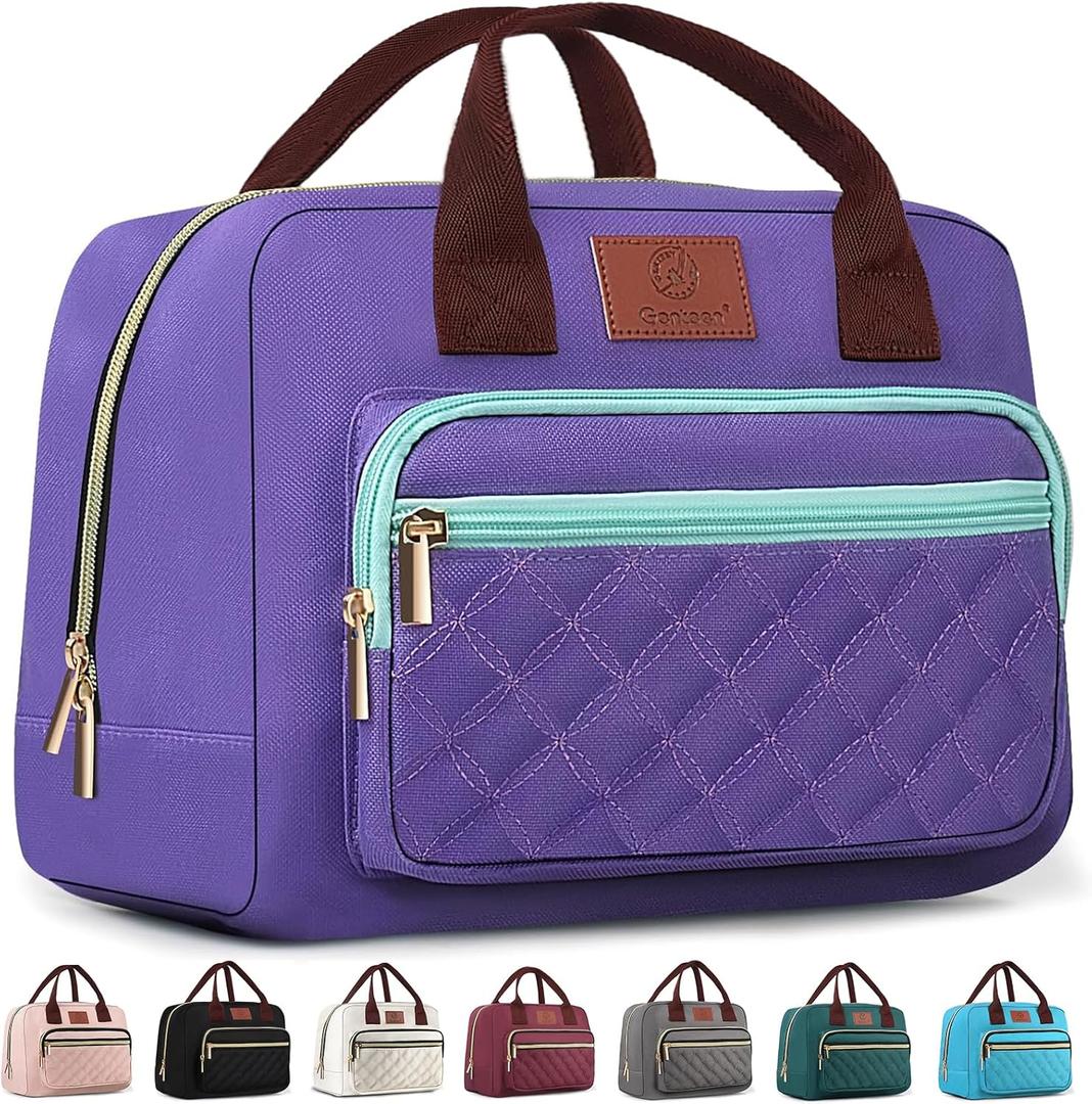 Lunch box for Women, Insulated, Lightweight, Large Capacity Lunch Tote Bag for Women, Tenns LunchBox Cooler for Work, School, Picnic or Travel with 2 Front Pocket -15 Cans/14 Liters Purple