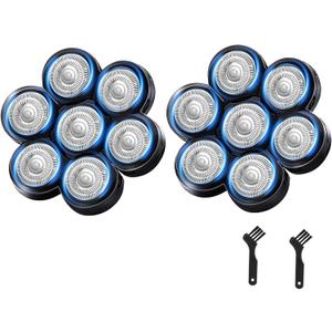 7 Blades Head Shaver Replacement Heads, Universal Fit for Electric Razors, Wet & Dry Use, 7D Floating Design, Stainless Steel Blade Heads, Ideal for Men's Face & Bald Head Shaving (2count)