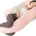 Maternity Pillow for Pregnant Women,57 Inch G-Shape Pregnancy Pillows for Side Sleeping,Relieves Back Pain, Leg & Belly Support, Comfort for Sleeping - Removable Velvet Cover (Pink)