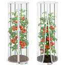 2 Pcs Garden Bird Netting Cover for Round Tomato Cage, 59" x 18" Tomato Trellis Insect Barrier Protection Mesh, Plant Cage Garden Net Cover with Zipper for Vertical Climbing Plants Vegetables Fruits