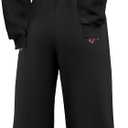 LovelyWholesale Sweatsuits Women 2 Piece Outfit Cropped Zip Up Hoodie and Sweatpants Sets (Black, M)
