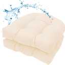 MTMR Outdoor Chair Cushions Set of 2, 19x19 Waterproof Wicker Seat Cushions for Patio Furniture, Thick Tufted Outdoor Replacement Furniture Pad for Porch Lawn Wicker Desk Dining Rocking Chair, Cream